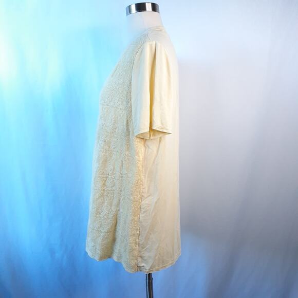 Sundance Easy V Neck Yellow Embordered Top Tee Size Small Pleated Western Pleat - Picture 5 of 8